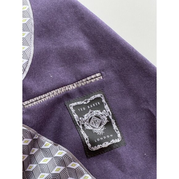 Men's TED BAKER Cezannj Purple 100% Wool Flannel Blazer Suit Jacket, 42L - Picture 13 of 16